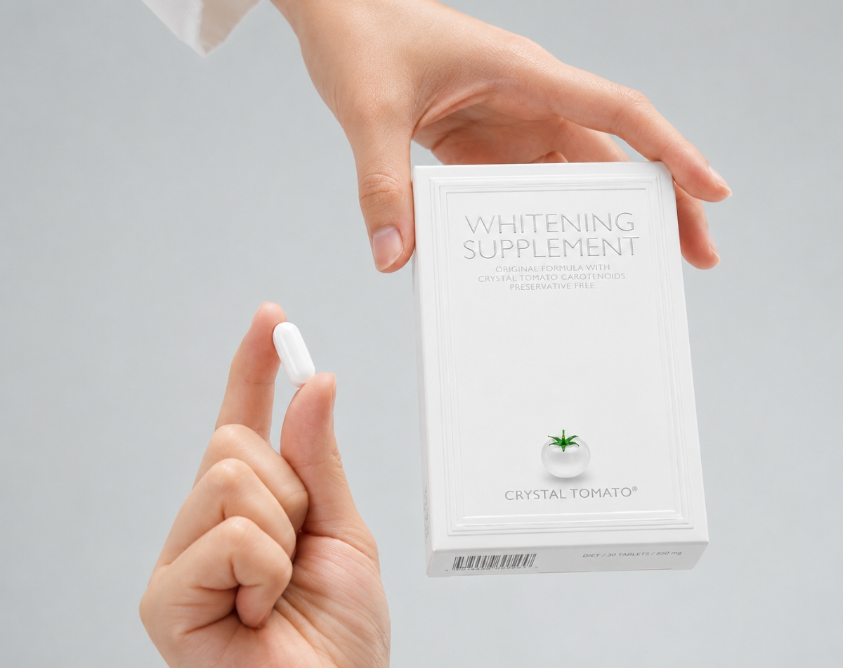 Crystal Tomato daily supplement routine for radiance support in Singapore