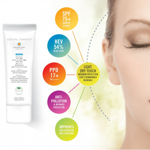 CRYSTAL TOMATO Beyond Sun Protection Protect against Blue Light SPF 75++